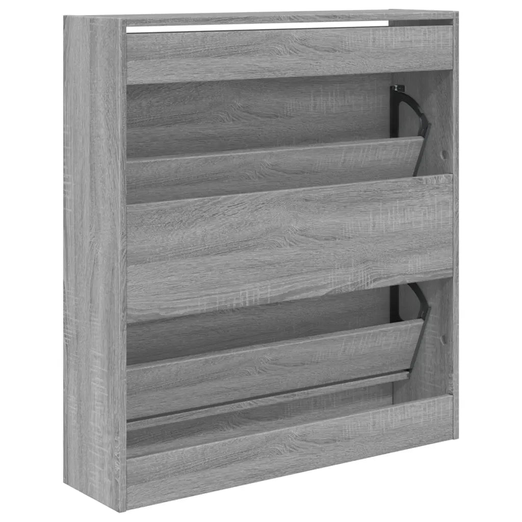 Scarpiera-Scaffale per scarpe Grigio Sonoma 80x21x87,5 cm in Legno Multistrato