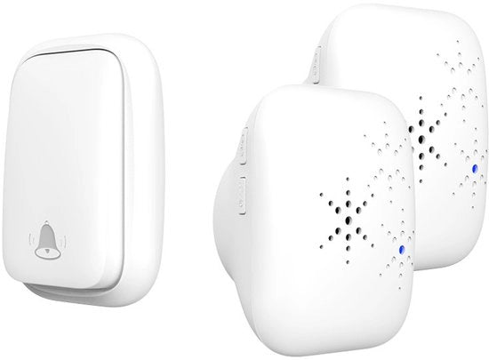 Deurbel senza fili, autonomo, impermeabile, sistema di benvenuto intelligente per la casa (1 pulsante, 2 ricevitori)