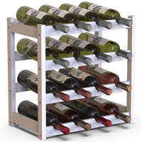 Porta Bottiglie Cantinetta Legno Bambù 4Piani 16 Scomparti 43x25 H43cm Casa Bar