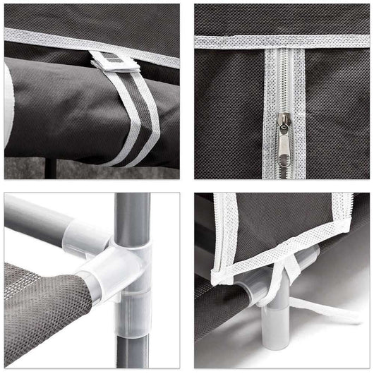 Scarpiera Salvaspazio 10Ripiani 36Paia Struttura Metallo Tessuto TNT 60x30 H150cm Grigio