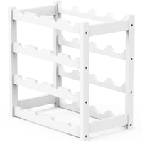 Porta Bottiglie Cantinetta Legno Bambù 4Piani 16 Scomparti 43x25 H43cm Casa Bar