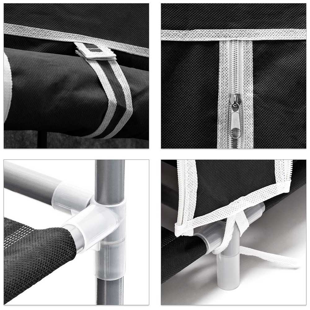 Scarpiera Salvaspazio 10Ripiani 36Paia Struttura Metallo Tessuto TNT 60x30 H150cm Nero