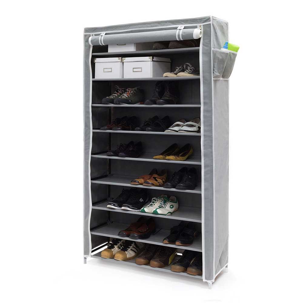 Scarpiera Salvaspazio XXL 45Paia Struttura Metallo e Tessuto TNT 90x30 H160cm Grigio