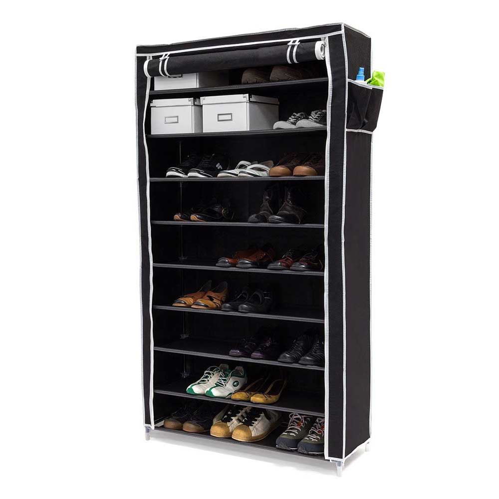 Scarpiera Salvaspazio XXL 45Paia Struttura Metallo e Tessuto TNT 90x30 H160cm Nero