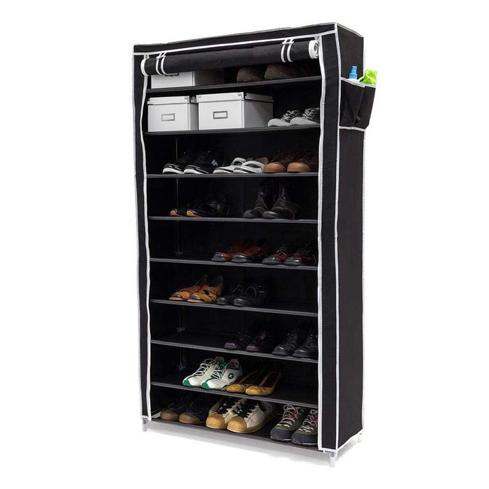 Scarpiera Salvaspazio XXL 45Paia Struttura Metallo e Tessuto TNT 90x30 H160cm Nero