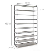 Scarpiera Salvaspazio XXL 45Paia Struttura Metallo e Tessuto TNT 90x30 H160cm Grigio