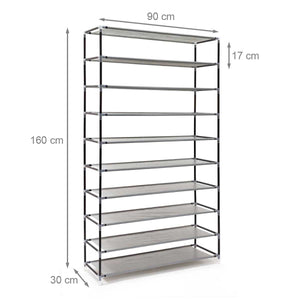 Scarpiera Salvaspazio XXL 45Paia Struttura Metallo e Tessuto TNT 90x30 H160cm Grigio