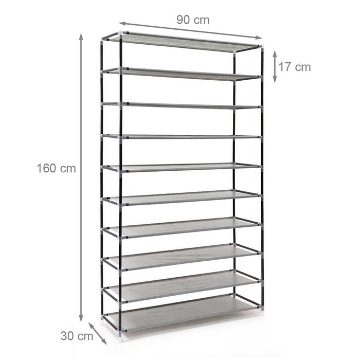 Scarpiera Salvaspazio XXL 45Paia Struttura Metallo e Tessuto TNT 90x30 H160cm Grigio