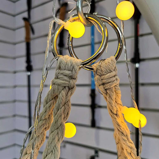 Poltrona Sospesa Giardino con Cuscino Sedia Dondolo Pensile Amaca in Tessuto Beige