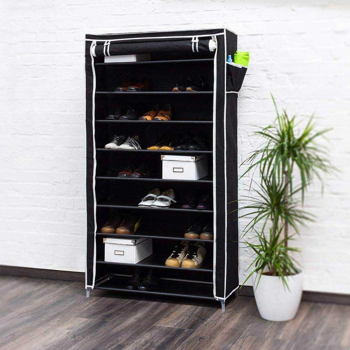 Scarpiera Salvaspazio XXL 45Paia Struttura Metallo e Tessuto TNT 90x30 H160cm Nero