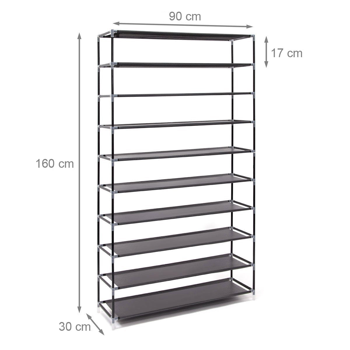 Scarpiera Salvaspazio XXL 45Paia Struttura Metallo e Tessuto TNT 90x30 H160cm Nero