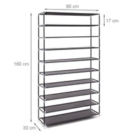 Scarpiera Salvaspazio XXL 45Paia Struttura Metallo e Tessuto TNT 90x30 H160cm Nero