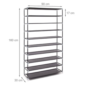 Scarpiera Salvaspazio XXL 45Paia Struttura Metallo e Tessuto TNT 90x30 H160cm Nero
