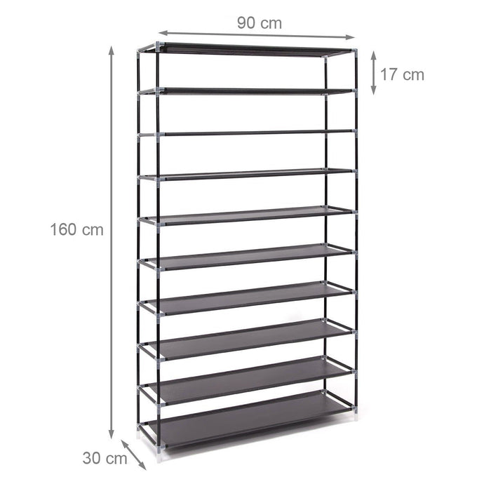 Scarpiera Salvaspazio XXL 45Paia Struttura Metallo e Tessuto TNT 90x30 H160cm Nero