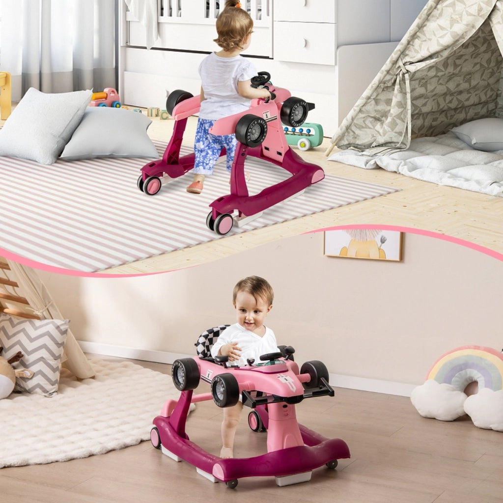 Primi passi 4 in 1 per neonati con altezza e velocit¨¤ regolabili, Primi passi a spinta con carillon con luci Viola