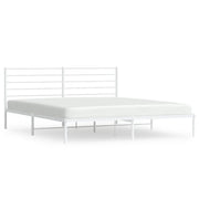 Letto matrimoniale | Letto per adulti | Giroletto con Testiera Metallo Bianco 193x203 cm
