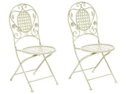 Set di 2 Sedie da Giardino Bistro Pieghevoli in Metallo Verde Chiaro