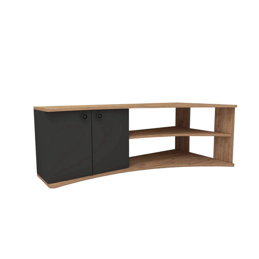 Mobile TV angolare in legno "Termera" - 135 x 67 x 48 cm - Marrone