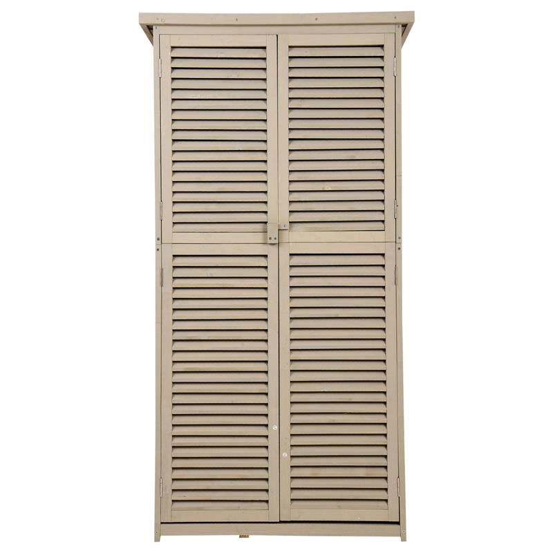 CAPANNO PER UTENSILI DA GIARDINO CON 4 SCOMPARTI IN LEGNO DI ABETE 87X46,5X160CM