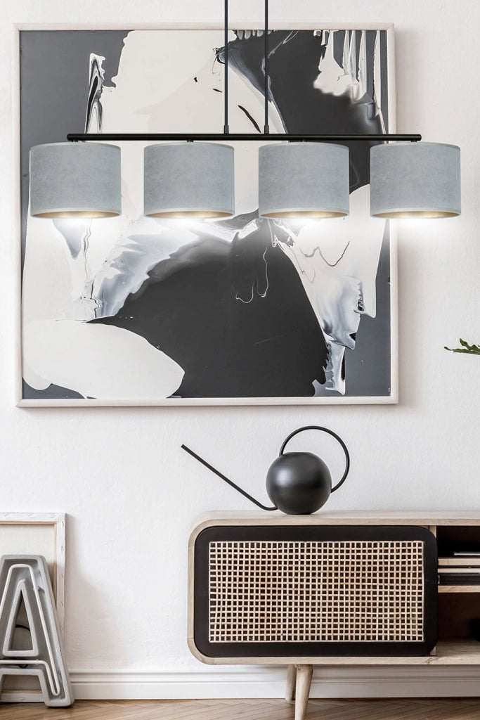 Lampadario Emibig Hilde 4 grigio/nero/oro 4xE27 dimmerabile