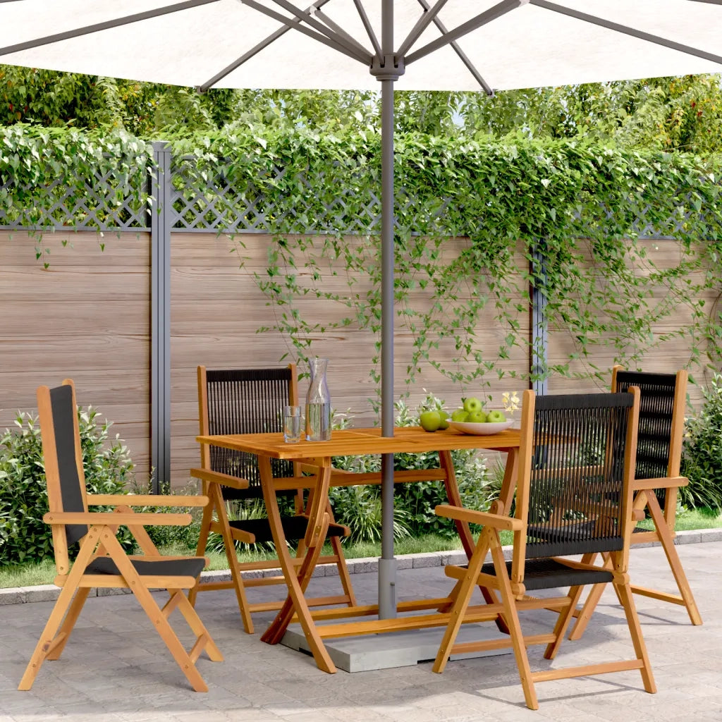 Sedie da Giardino Reclinabili 4 pz | Sedie da Esterno Nere Legno Massello di Acacia