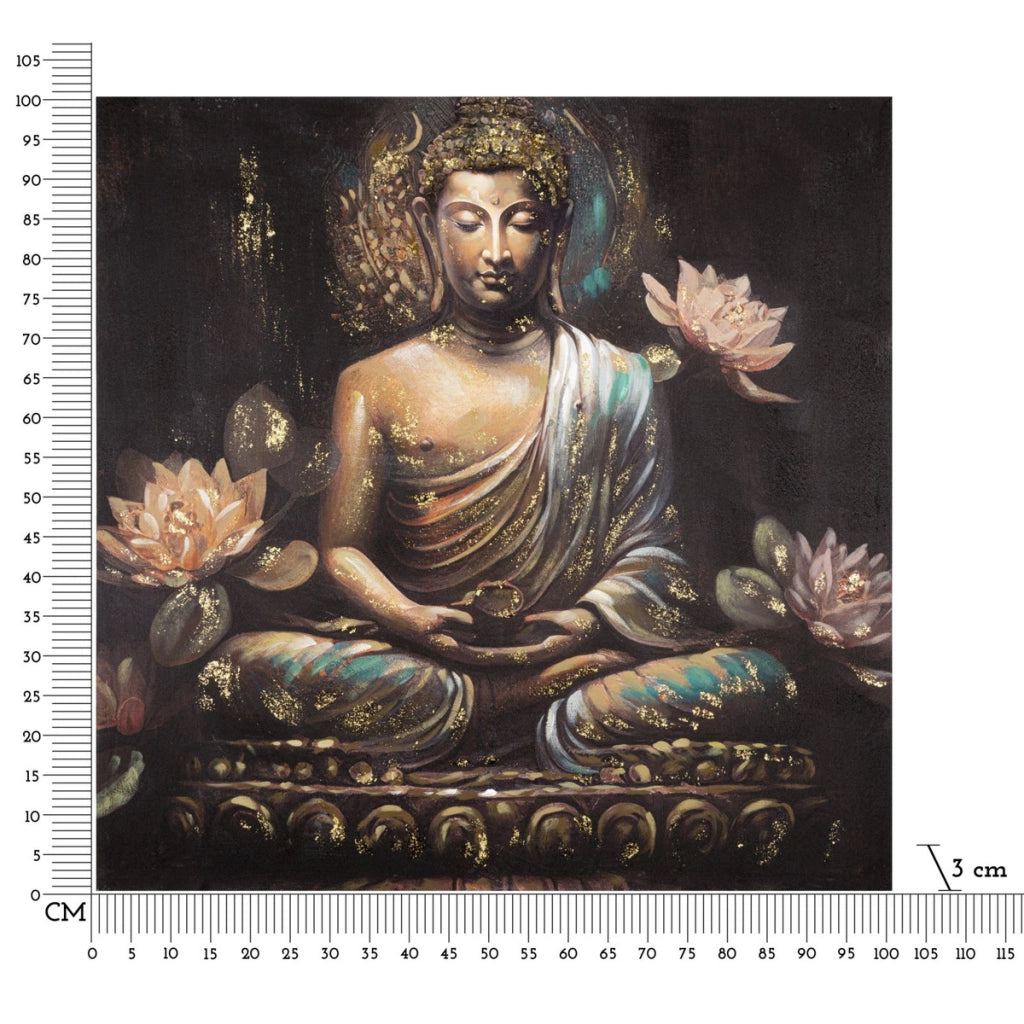 Stampa su Tela Buddah 3, Multicolore, Legno, 100x3x100 cm