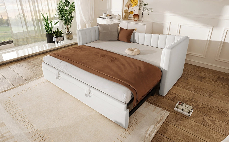 Polsterbett mit Ziehbett Samt 90x200 cm