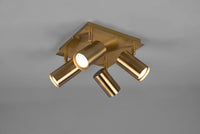 MARLEY PLAFONIERA QUADRATA 4 SPOTS OTTONE ANTICATO 24X24CM 4 LUCI ATTACCO GU10