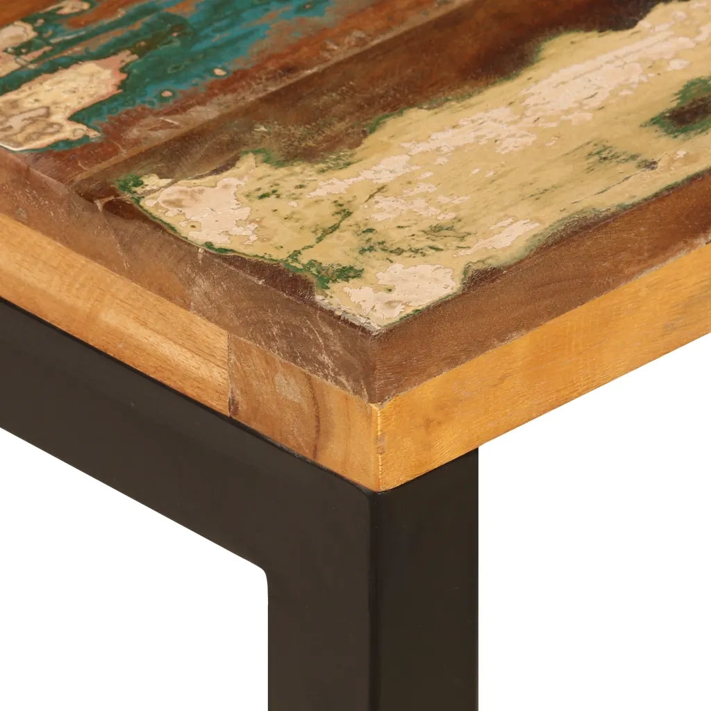 Tavolino da Salotto 100x50x35 cm Massello di Recupero e Acciaio 247338