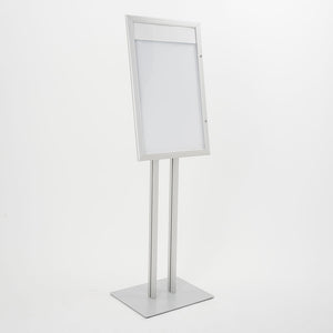 Espositore a Leggio con Piantana 51,4x79 cm in Alluminio Porta Menù Silver