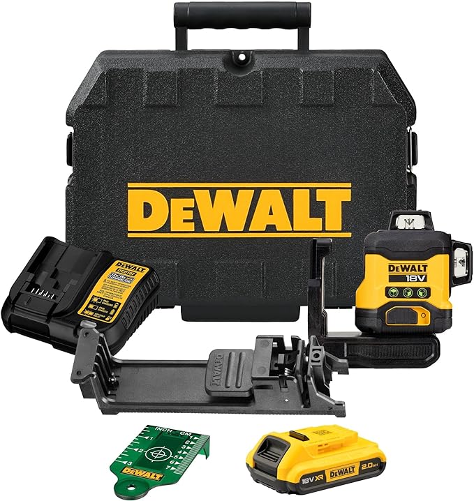 LIVELLA LASER A TRE LINEE RAGGIO VERDE 40M 18V DEWALT con batteria - DCLE34031D1
