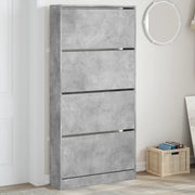 Scarpiera 4 Cassetti Ribaltabili-Scaffale per scarpe Grigio Cemento 80x21x163,5 cm