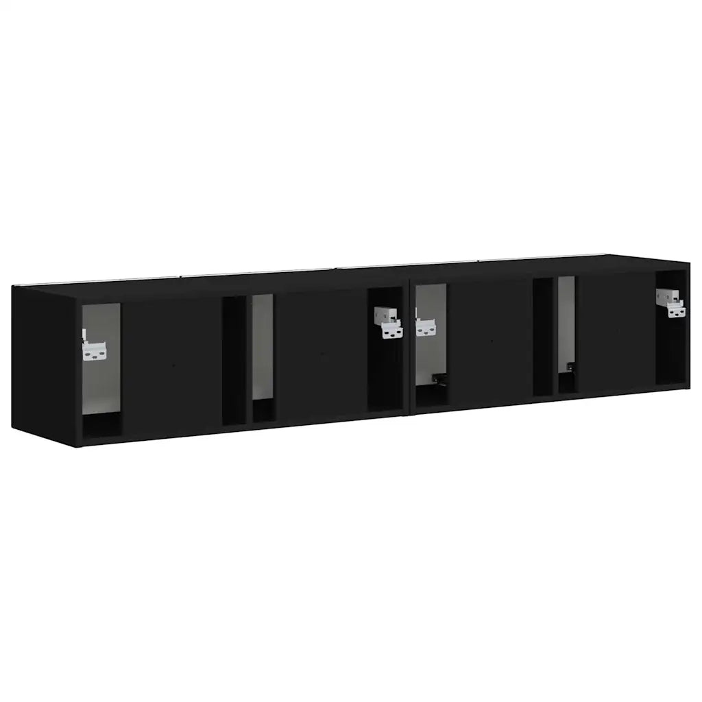 Mobile TV da parete 2 pcs Nero 78,5 x 31 x 29,5 cm