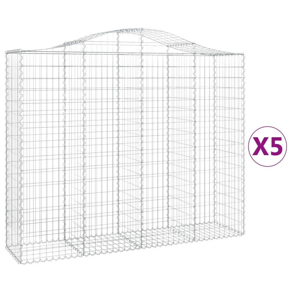 Cesti Gabbioni ad Arco 5 pz 200x50x160/180 cm Ferro Zincato