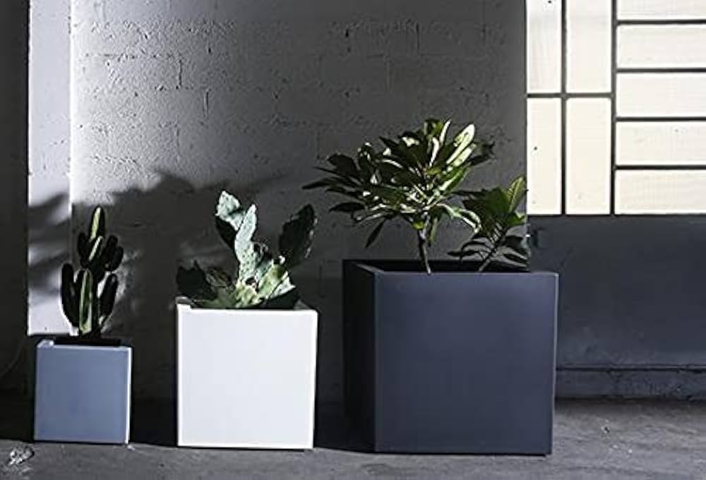 Vaso quadrato Cubo Fenice in resina da 85cm Antracite