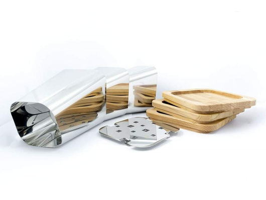 Porta spiedini Gran Sasso acciaio inox con base in legno faggio Lisa