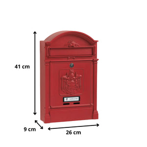 OWIJI Cassetta Postale Esterno Personale Rossa Alluminio Dimensioni 41 x 9,5 x 25,5 Cm Stile Tradizionale…