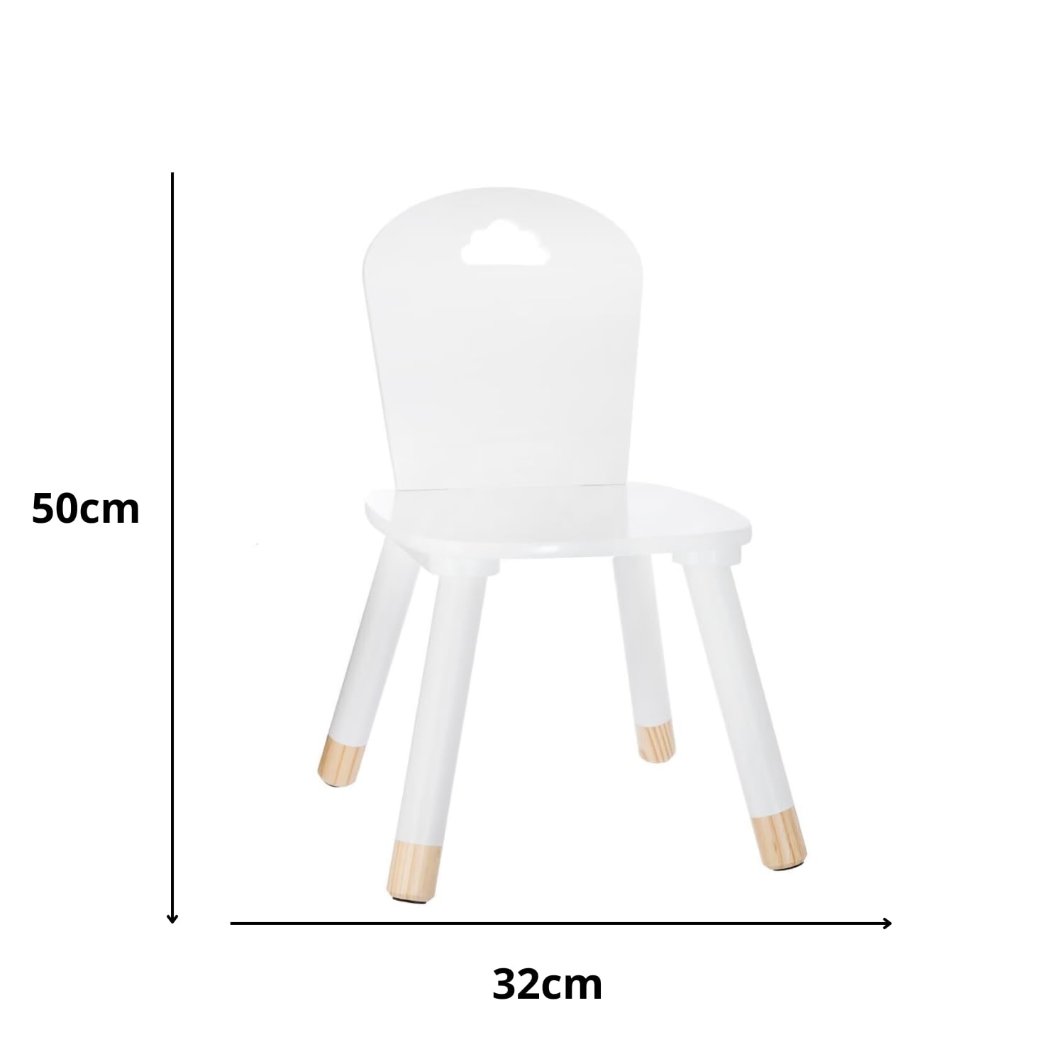 OWIJI Sedia Bambini Legno Schienale Bianca Anti Scivolo Dimensioni 32 x 31,5 x 50 cm Leggera Versatile Cameretta Cucina Stanza Giochi