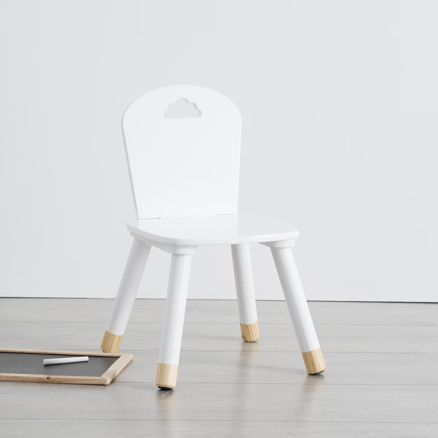 OWIJI Sedia Bambini Legno Schienale Bianca Anti Scivolo Dimensioni 32 x 31,5 x 50 cm Leggera Versatile Cameretta Cucina Stanza Giochi