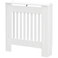 Copritermosifone in Legno Bianco per Caloriferi e Radiatori, con Doghe Verticali e Piano d'Appoggio, 78x19x81cm