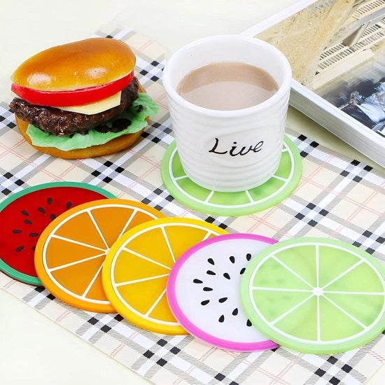 Set di Sostegni per Immagini di Frutta in Silicone a 7 pezzi - Innovativo Sostegno per Caffè e Tè