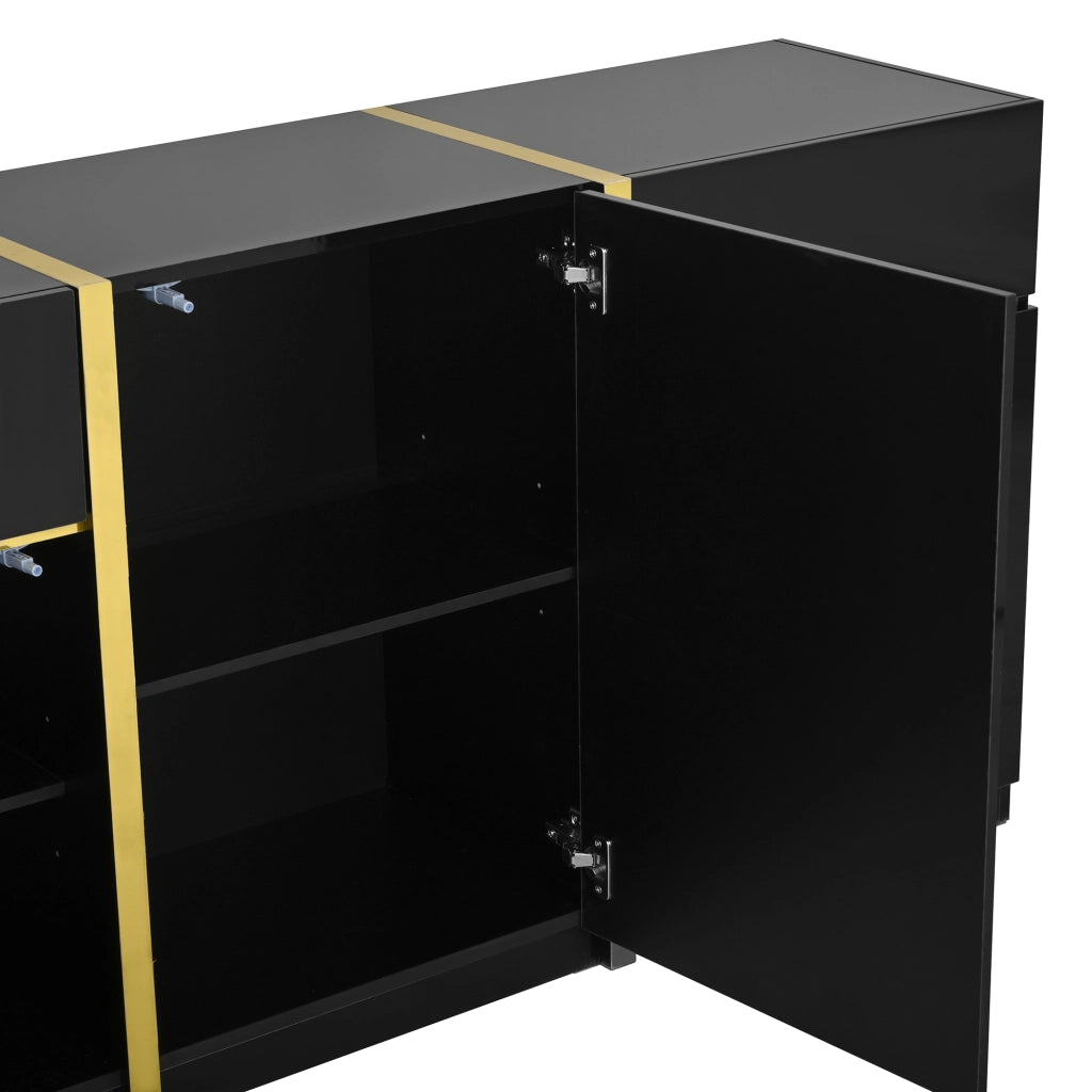 Credenza Moderna ¨C Xylo ¨C Bianco Lucido, 3 Ante, 2 Cassetti