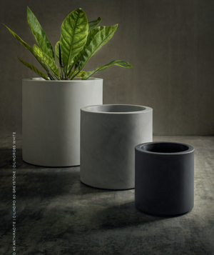 Vaso Cilindro Fenice in resina greystone da 85cm Elbi