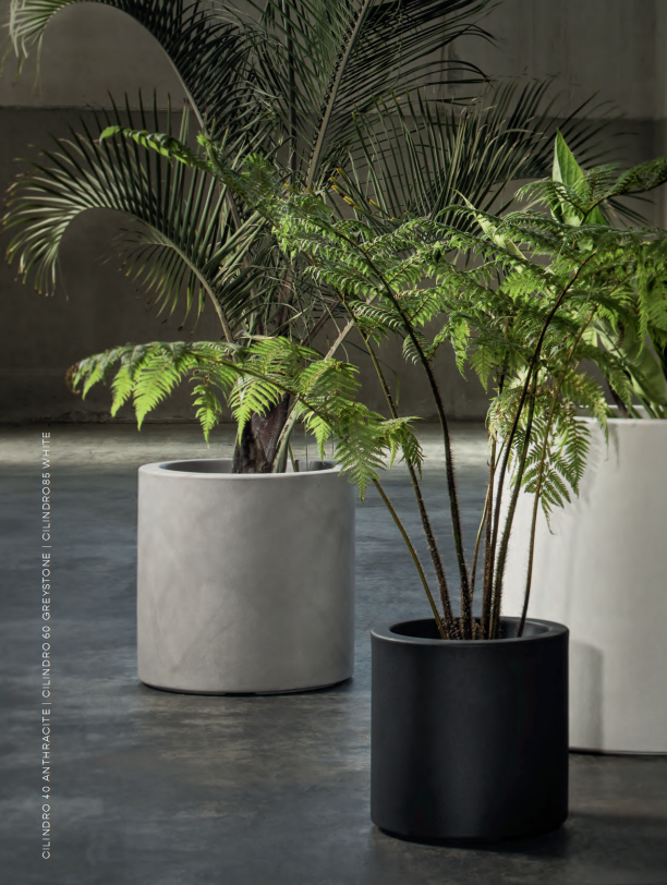 Vaso Cilindro Fenice in resina greystone da 85cm Elbi