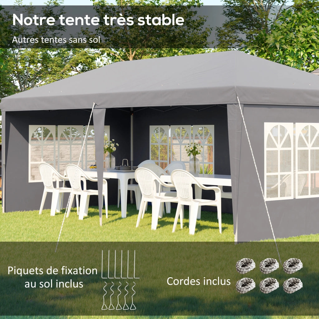 Tonnelle Pop-Up Pieghevole ¨C Zephmum ¨C 3x6m Grigio Antracite 3 Lati Smontabili