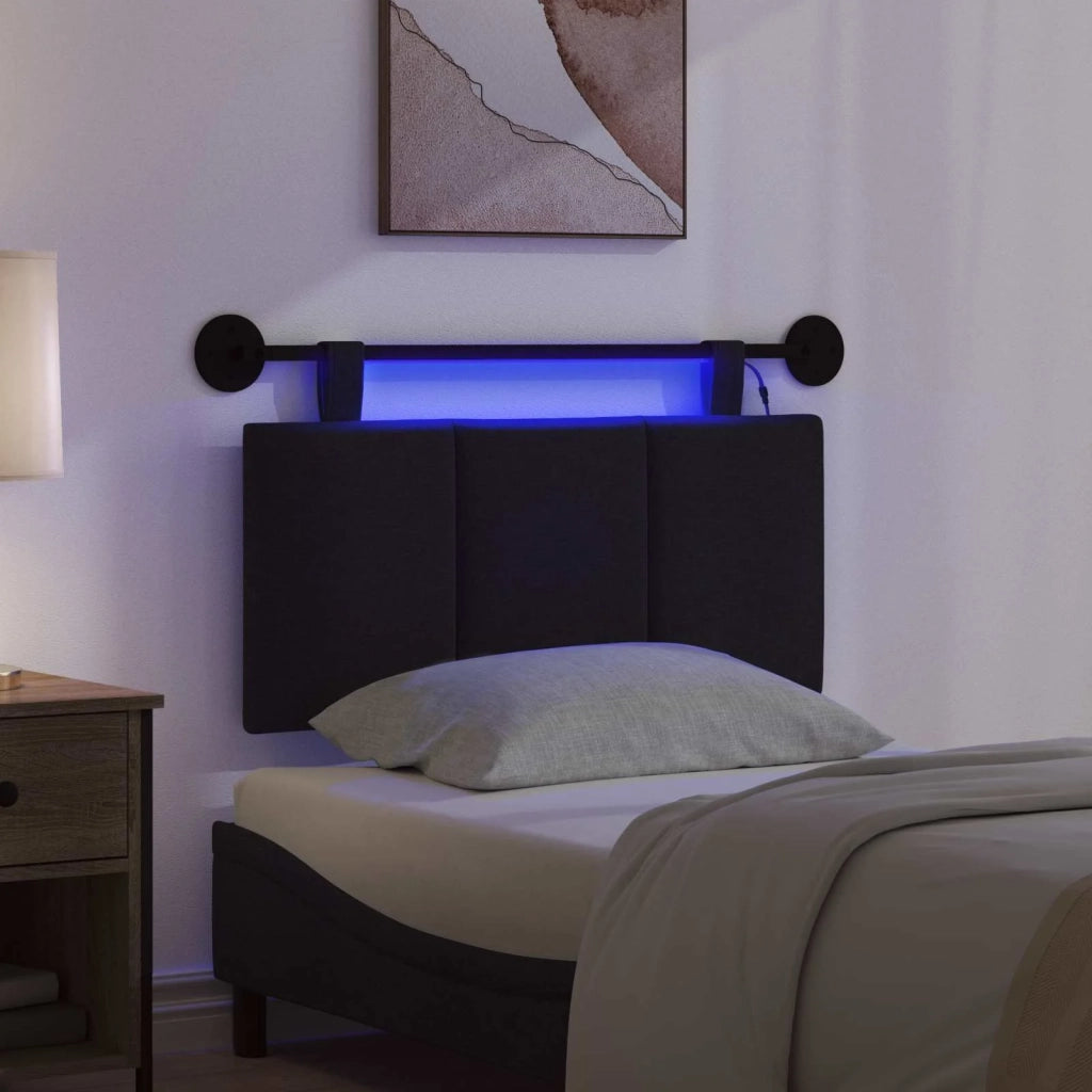 Testiera sospesa Con luce LED Nero Tessuto
