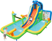 Castello Gonfiabile per Bambini, Casa Gonfiabile con Piscina, Parete da Arrampicata, Cannoni d'Acqua, per 3 Bambini di 3-10 Anni, 378 x 469 x 250 cm