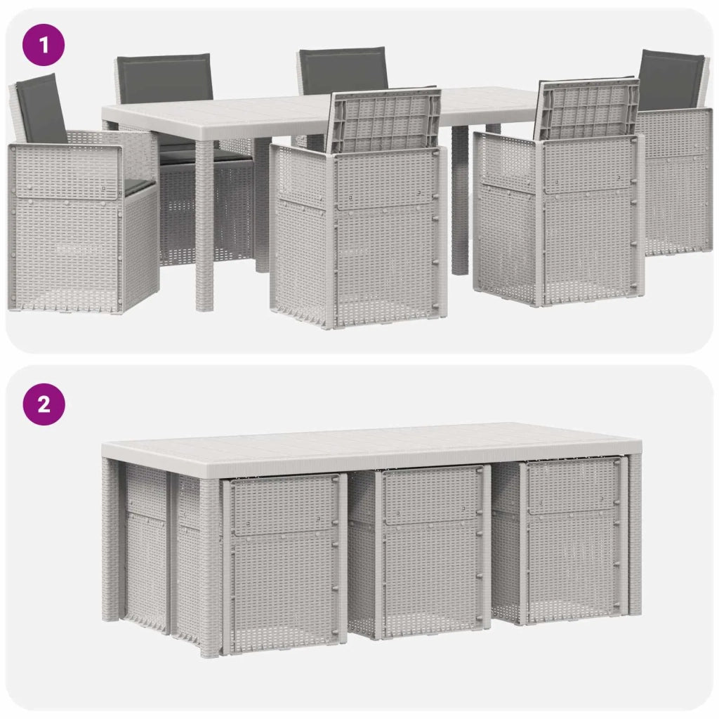 Set da Pranzo per Giardino 7 pcs Bianco e Antracite PP