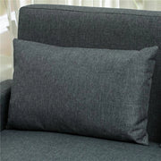 DIVANO 2 POSTI CON SPAZIO PORTAOGGETTI E CUSCINI IN TESSUTO EFFETTO LINO E LEGNO 135X72X84 CM GRIGIO CARBONE