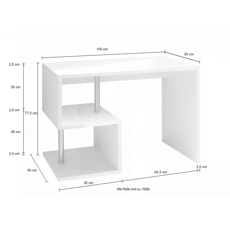 Scrivania Esse 100 – 100x77,5x50 – Bianco Lucido